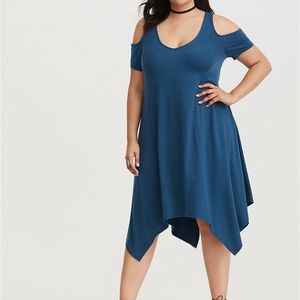 Torrid Teal Jersey Cold Shoulder dress